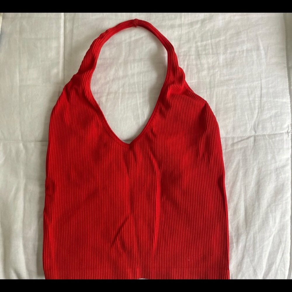 Red halter crop top